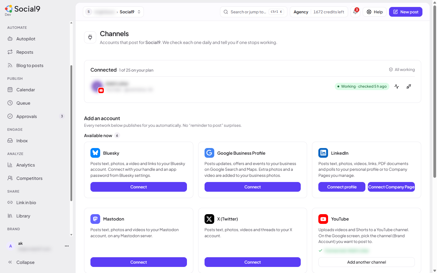 The Agency page, where the Let clients connect accounts tab lives