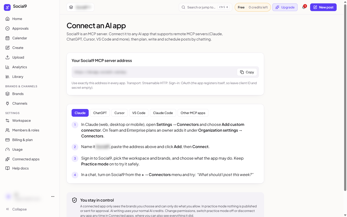 Connect an AI app: your MCP server address and steps for each app